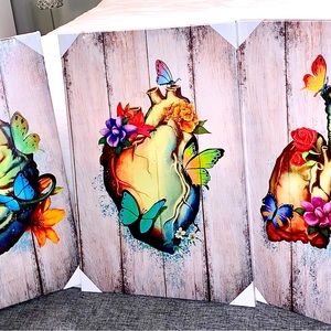 Floral, butterfly anatomy art deco canvas Wall art